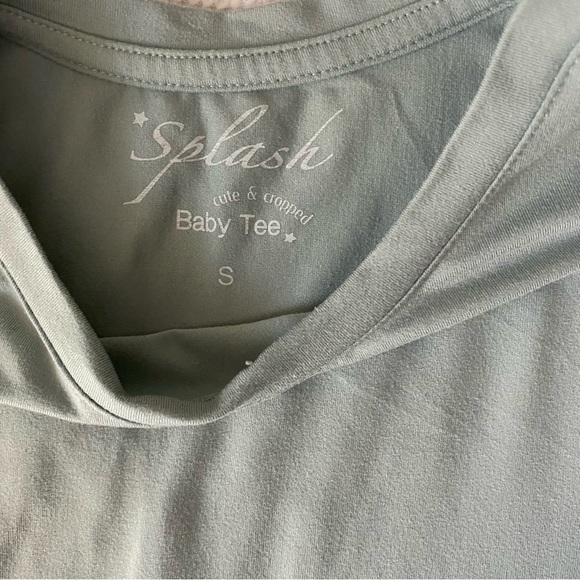 2 Small crop top plain tshirts. Light blue & olive green. - Picture 2 of 3